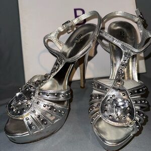 Bakers Silver Studded Heels